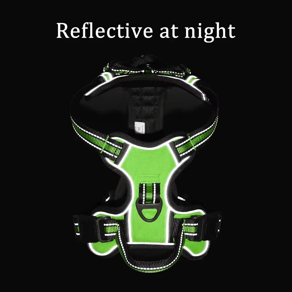 Adjustable Nylon Dog Harness Vest Reflective Soft Breathable No Pull Dog Harness Pet Harness Leash for Small Medium Large Dogs